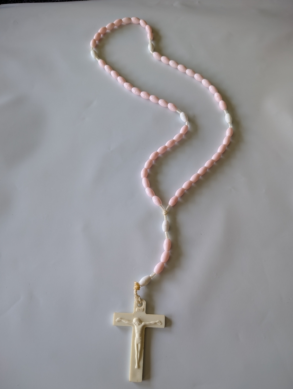 Pastel Pink And White Beaded Rosary